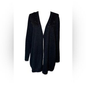 Maggie Barnes Cardigan Sweater 16W Black Shimmer Knit